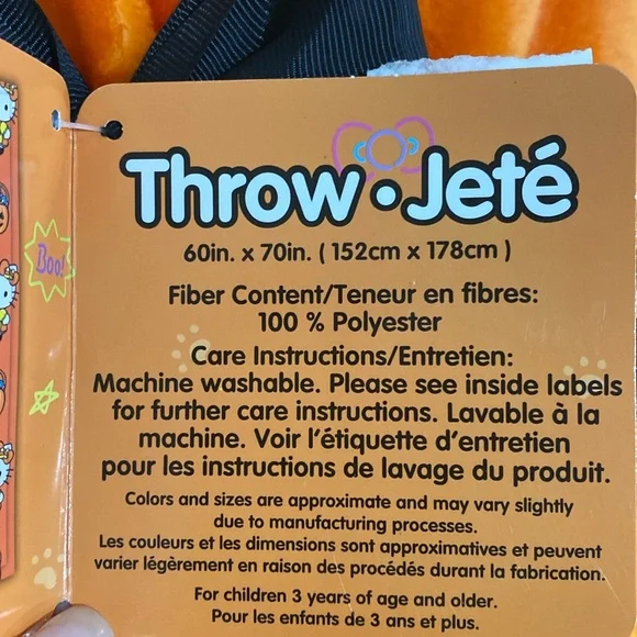 Hello Kitty Halloween Blanket - Orange and Purple - Picture 6 of 8